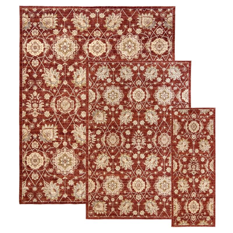 Gertmenian Hurston 3PC Traditional Medallion Area Rug Set, 2x7, 5x7, and 8x10 - 3PC Set