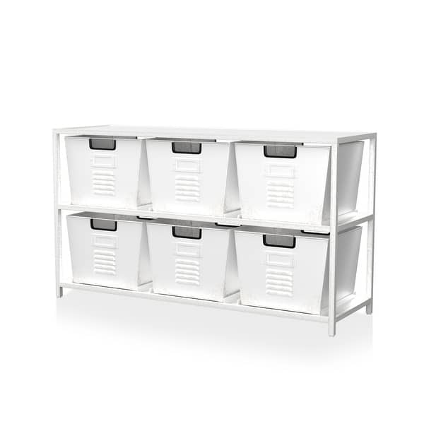 Copern Industrial 44-inch Metal 6-Bin Storage Shelf by Furniture