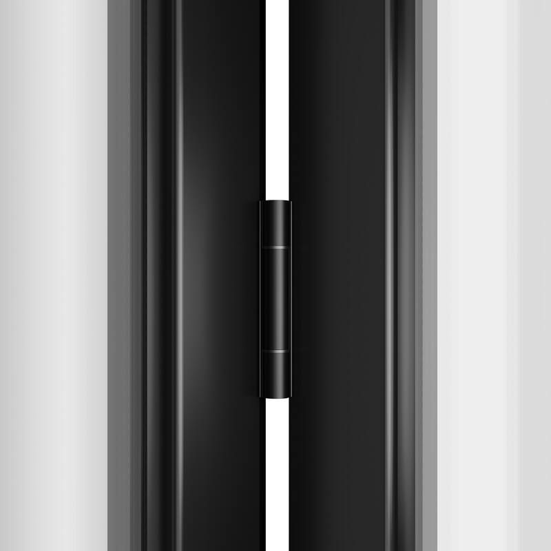 KaMic 192"×80" 6 Panels Aluminum Folding Door In Black,Folded Out From Dual Open Model #:FD6PBK19280-DO