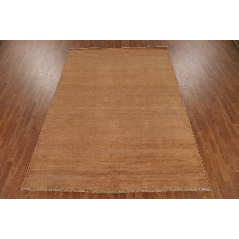 Modern Gabbeh Oriental Area Rug Hand-Knotted Wool Carpet - 6'8" x 9'5"