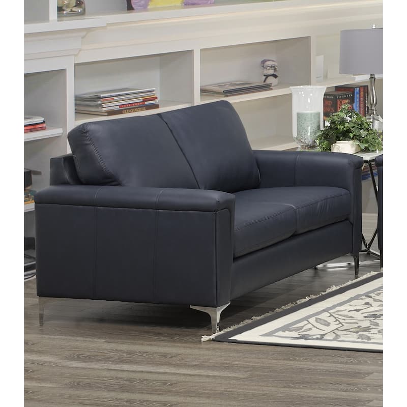 Lessa Modern Premium Top Grain Leather Loveseat - Blue