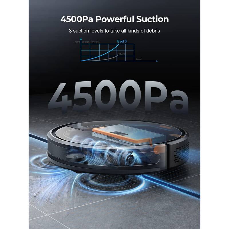 Robot Vacuums and Mop Combo, Max 4500Pa Suction, Robotic Cleaner w