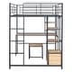 preview thumbnail 17 of 38, Full Size Metal Loft Bed with Bulit-in Desk and Stool, Heavy Duty Loft Bedframe with Cabinet and Open Storage Shelves for Kids