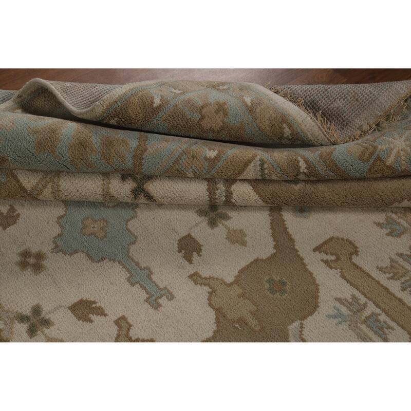 Transitional Oushak Indian Area Rug Hand-Knotted Wool Carpet - 7'10" x 9'10"