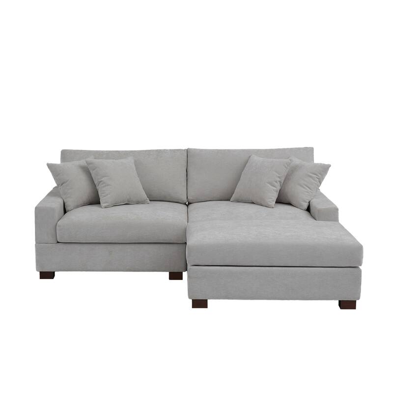 Modern Oversized Chenille Modular Sectional Sofa with Ottoman