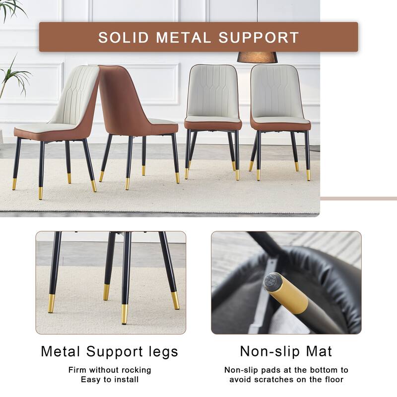 31.5 Inch Circular Dining Table with 4 Spliced Upholstered Chairs