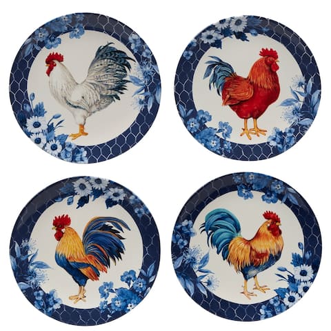 Certified International Indigo Rooster 11-inch Dinner Plates, Set of 4