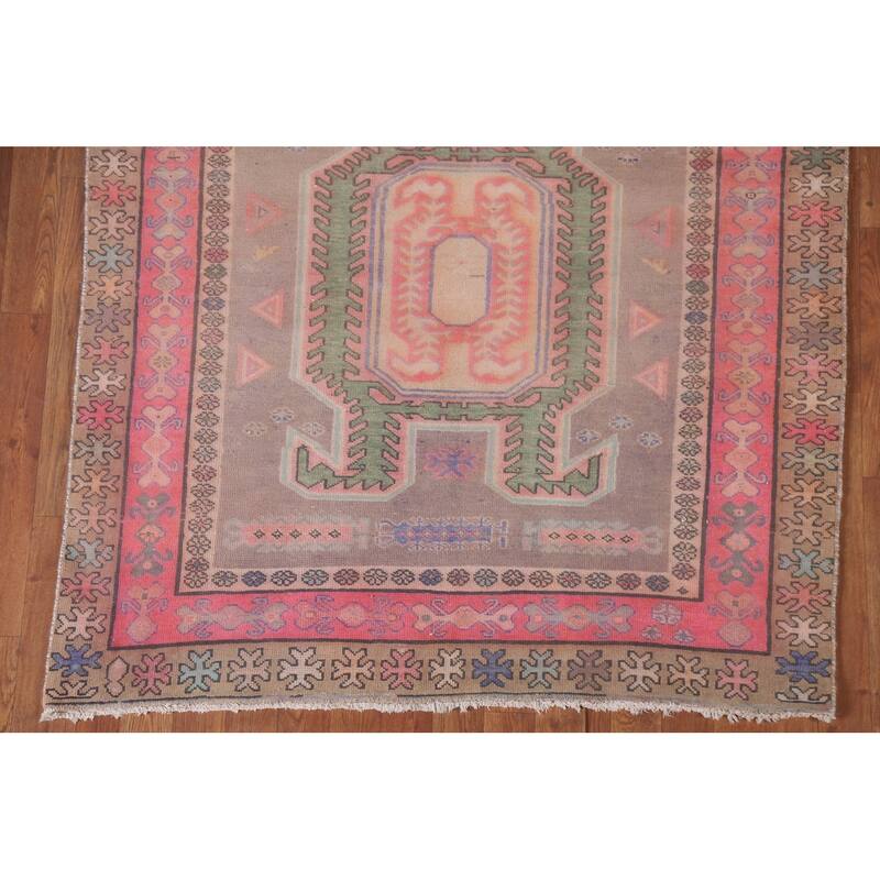 Hand Knotted Oriental 100% Wool Carpet Traditional Tribal Beige & Ivories Meshkin Runner Rug - 10' 5'' X 4' 3''