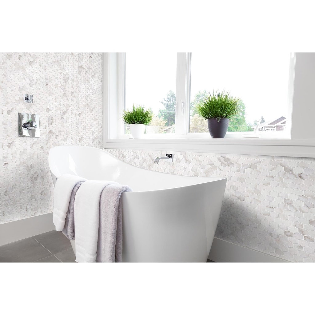 Calacatta Marble 1" x 1" Honeycomb Honed Mosaic Tile