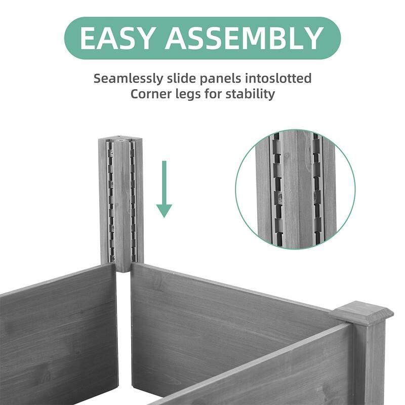 Cedar Wood Outdoor Raised Garden Bed Kit, Planter Box, Tool-Free Assembly
