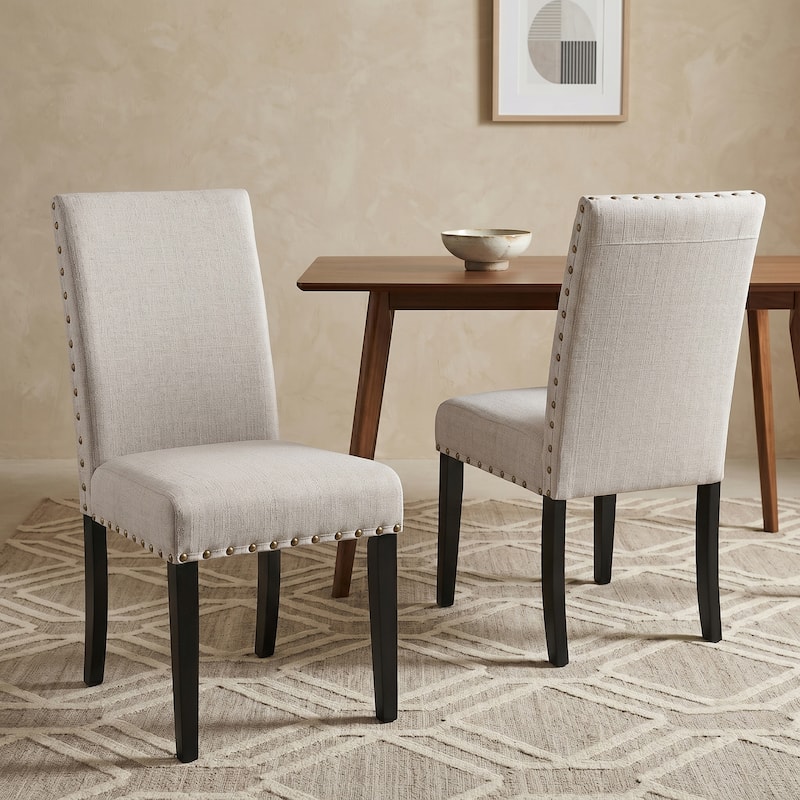 Copper Grove Humboldt Nailhead-trim Fabric Dining Chairs (Set of 2) - Tan