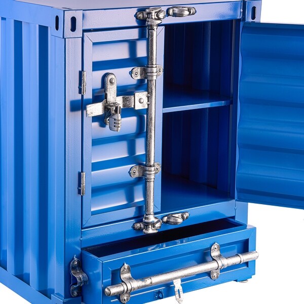Industrial Container Nightstand Retro Bedside Storage