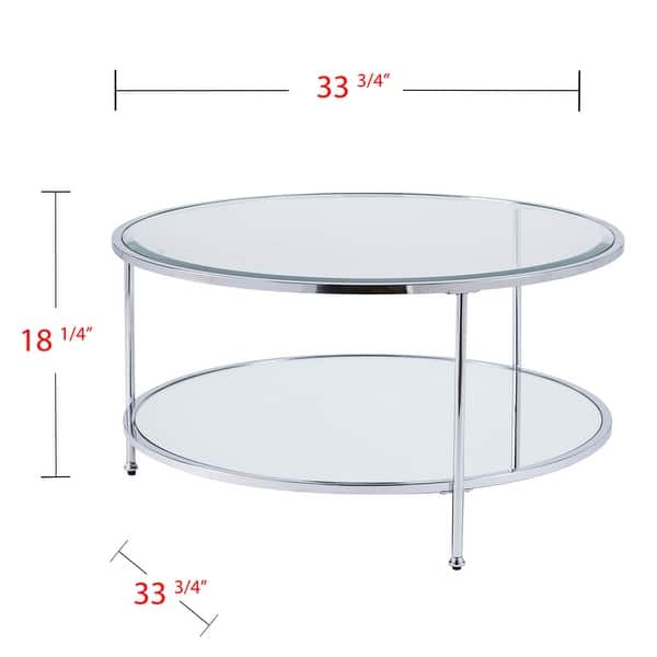 dimension image slide 1 of 3, SEI Furniture Rainier Round Metal and Glass Coffee Coffee Table