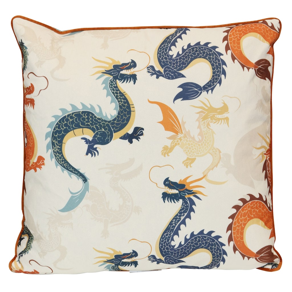 StyleCraft Imperial Dragon Chinoiserie Pillow - Multicolor - 22" x 22"