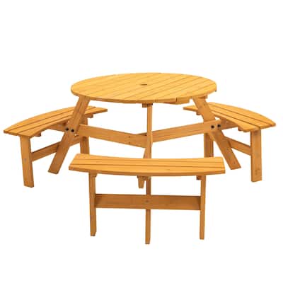 4PCS Outdoor Wooden Picnic Set for Patio,Backyard, Garden