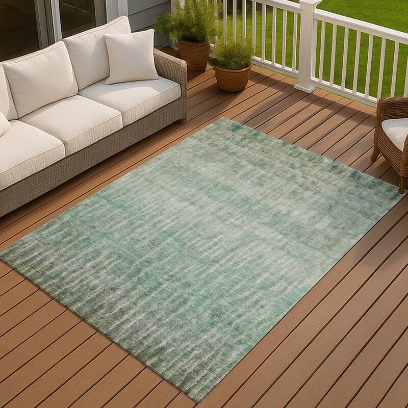 Machine Washable Indoor/ Outdoor Contemporary Ombre Chantille Rug - Teal - 3' x 5'
