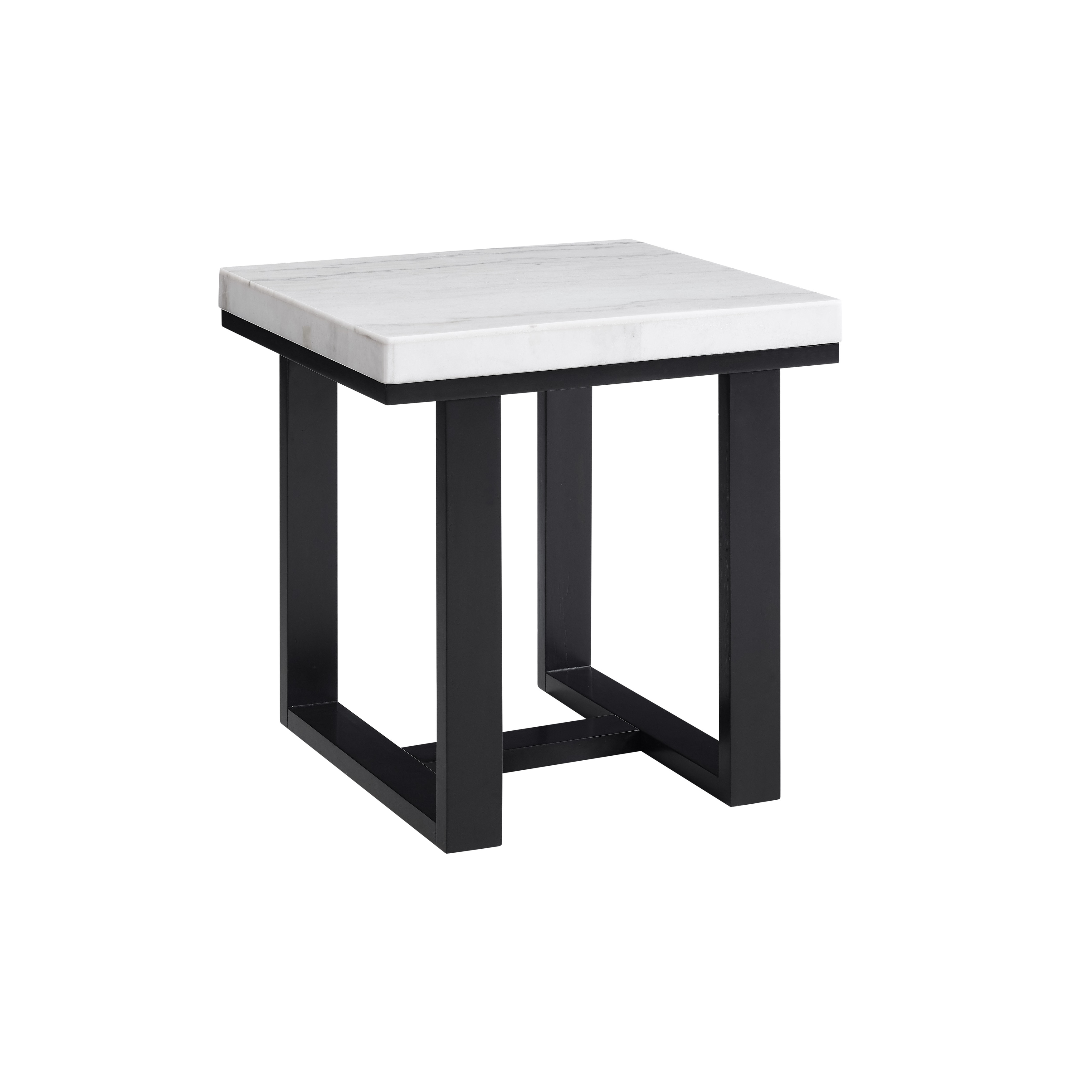 Steve Silver Luna White Marble Top and Black Base End Table