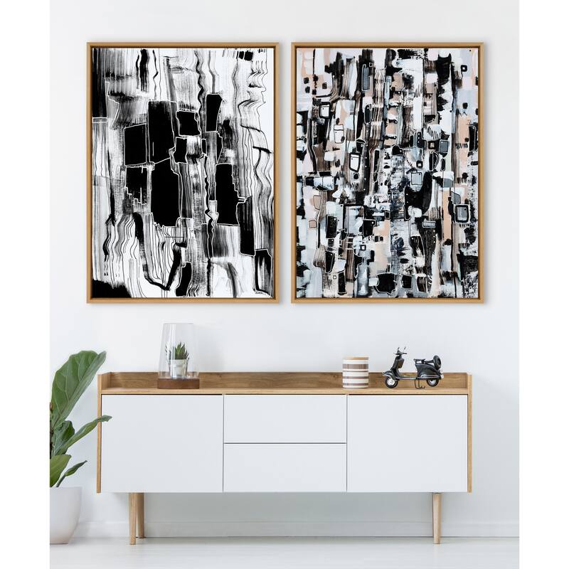 Kate and Laurel Sylvie Snowfall Seattle Framed Canvas by Leah Nadeau