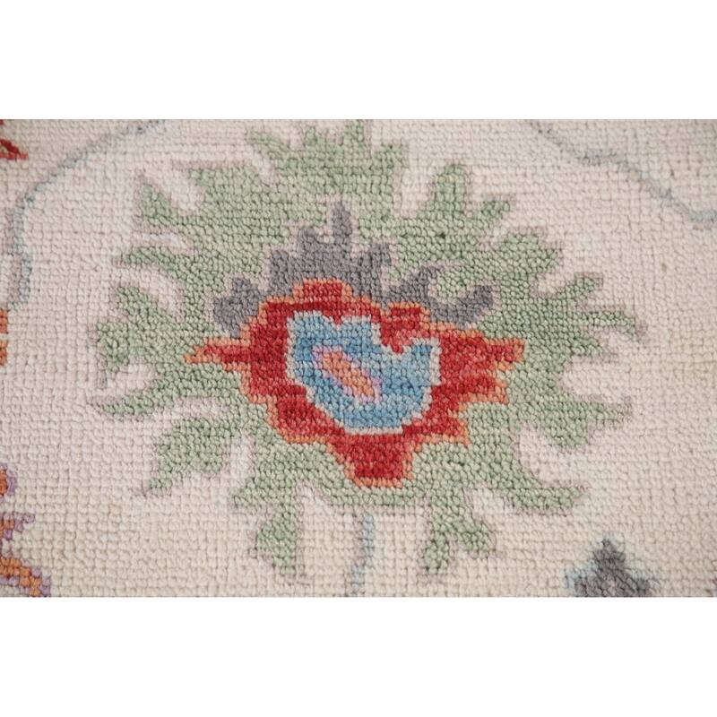 Hand Knotted Oriental 100% Wool Carpet Transitional All-Over Beige & Ivories Oushak Area Rug - 17' 10'' X 9' 1''