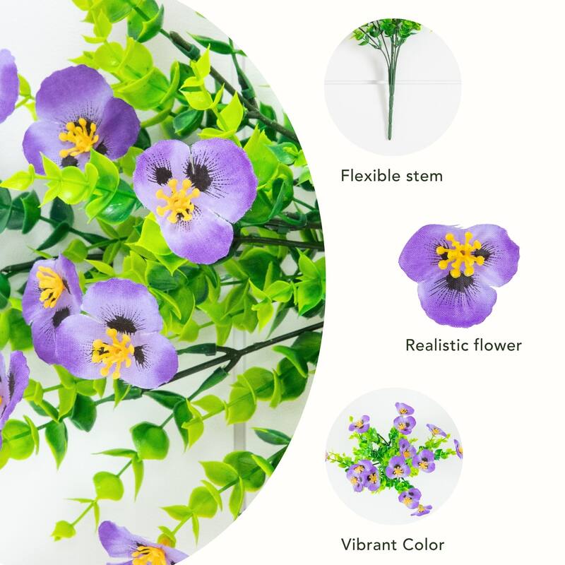 13-in UV Resistant Artificial Pansy Bush (Indoor/Outdoor) - Set of 12