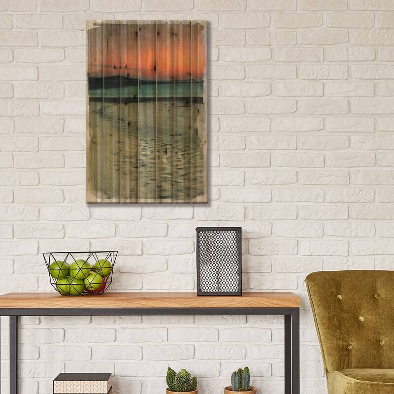 Sunset Beach Print On Wood by 5by5collective - Multi-Color