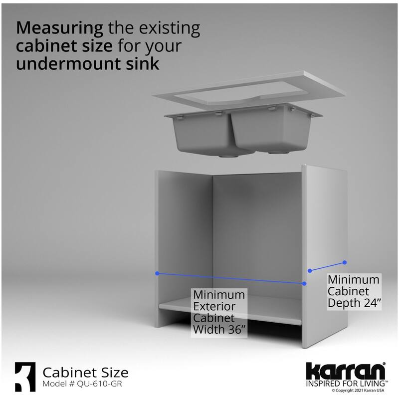 Karran USA QU-610-PK1 Quartz QU 32" Undermount Double Basin Quartz