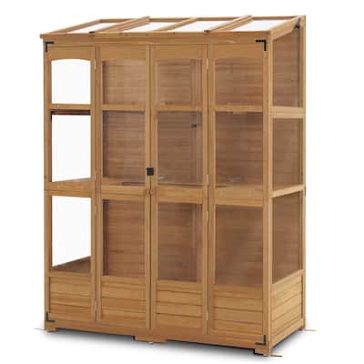 MCombo Walk-in Greenhouse with Openable Roof and Lockable Door, Solid Wood 0899