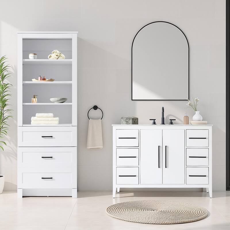 Fresco 16-28 Inch Bath Storage Glass Cabinet