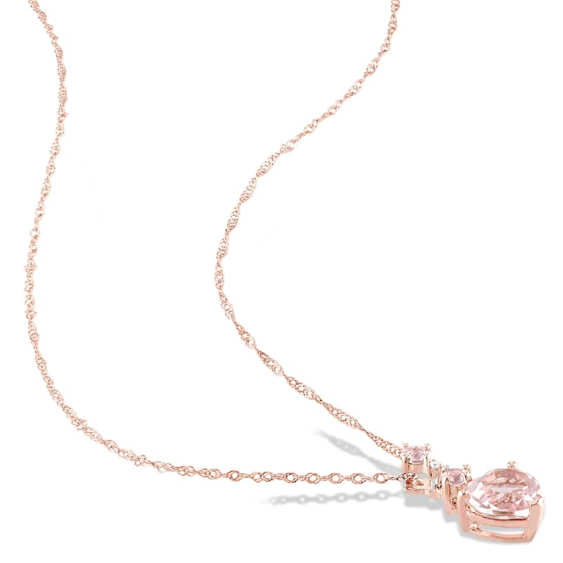 Miadora 14k Rose Gold Heart-Cut Morganite and Diamond Drop Jewelry Set