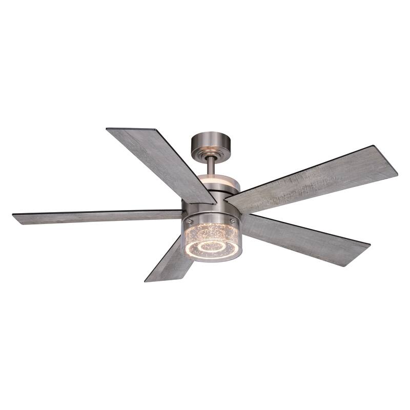 Ashford Brushed Nickel Ceiling Fan with Dual LED Light Kits and Remote - 52-in W x 15.5-in H x 52-in D