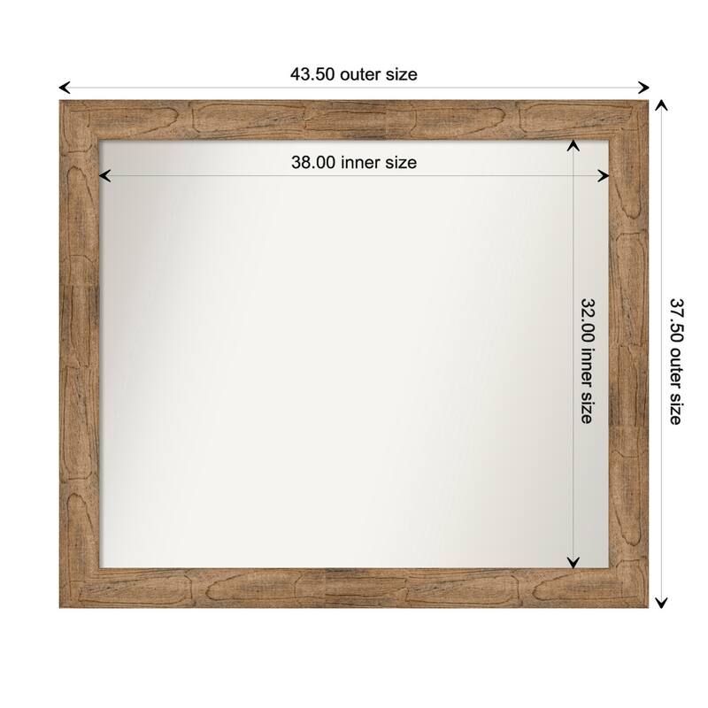 Owl Brown Framed Non-Beveled Custom Wall Mirror, Bathroom Vanity Mirror - Outer Size: 43.5 x 37.5