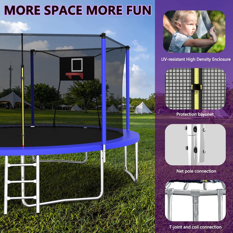 14FT Trampoline ,Sports Fitness Trampolines with Enclosure Net, Recreational Trampolines for Outdoor Indoor