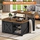 preview thumbnail 47 of 51, Coffee Table Lift Top Square Center Table Barn Door Adjustable Shelves