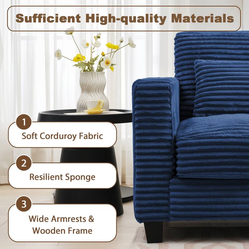 Multi-seat(3/4/5 seats) Corduroy Sectional Sofa, Modular Couch for Living Room & Business
