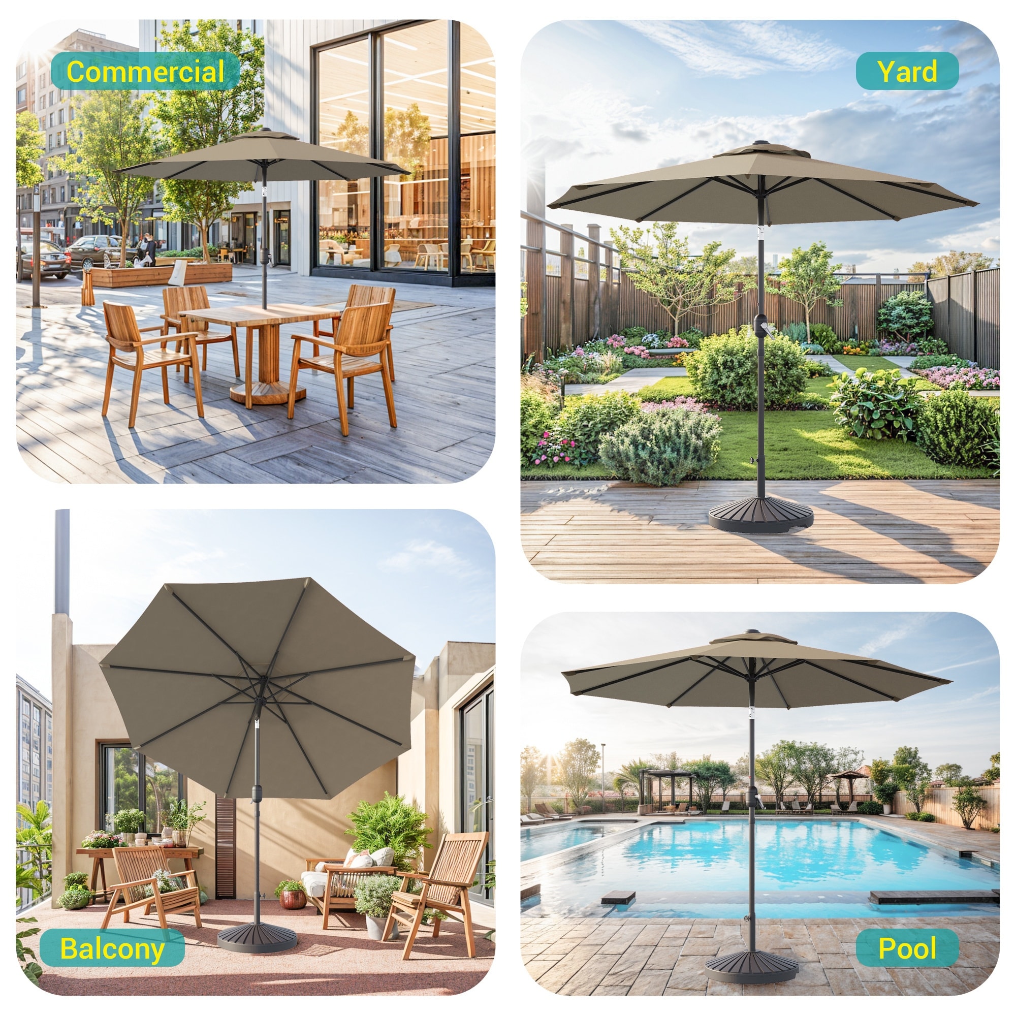 9ft patio umbrellas on sale AreShark 9 FT Umbrella for Outdoor, Outdoor Table Umbrella with Push Button Tilt and Crank, Outdoor Patio with 8 Sturdy Ribs for Market, Garden, Pool (Apple Green) 9 FT Outdoor Patio Umbrella Stylish Costway 9FT Patio Umbrella Patio