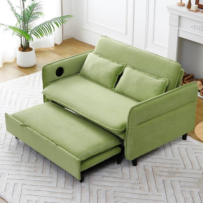 65.74-Inch Letter Striped Fabric Multi-Functional Sofa Bed,Suitable For Bedrooms And Living Rooms