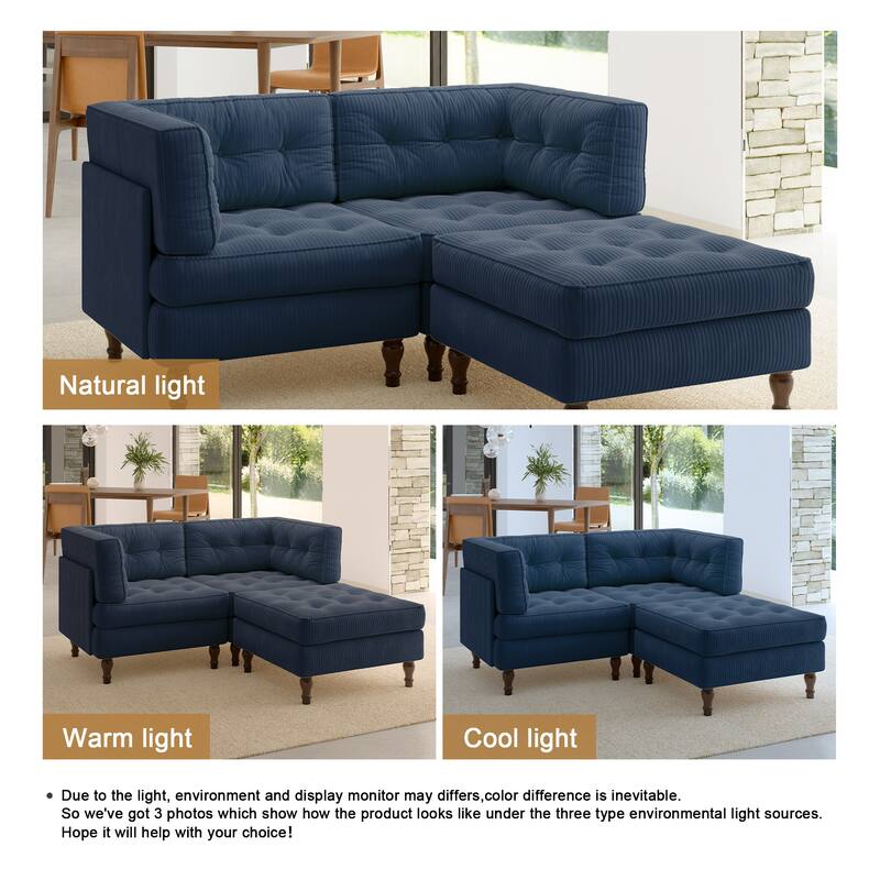 Oversized Sofa Corduroy Tufted Modular Sectional Set