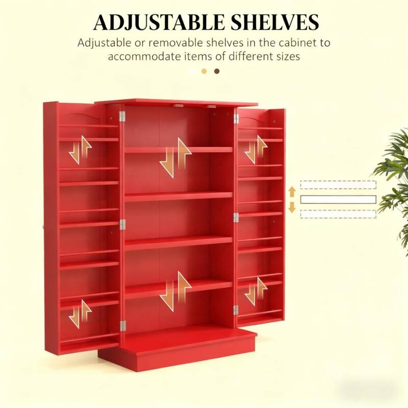 Rossetta 5-Tier Anti-Tipping Design Paint-Finished Pantry Cabinet with Spice Racks and Adjustable Shelves