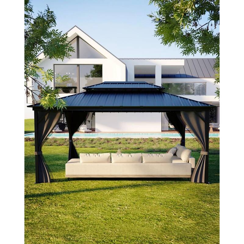 12'x16' Hardtop Gazebo for Patio, Deck, Backyard, Lawn, and Garden - 12X16 Ft - Grey