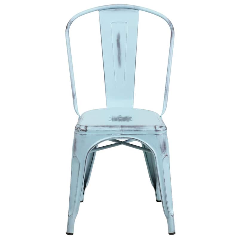 Distressed Metal Indoor-Outdoor Stackable Chair - Kitchen Furniture