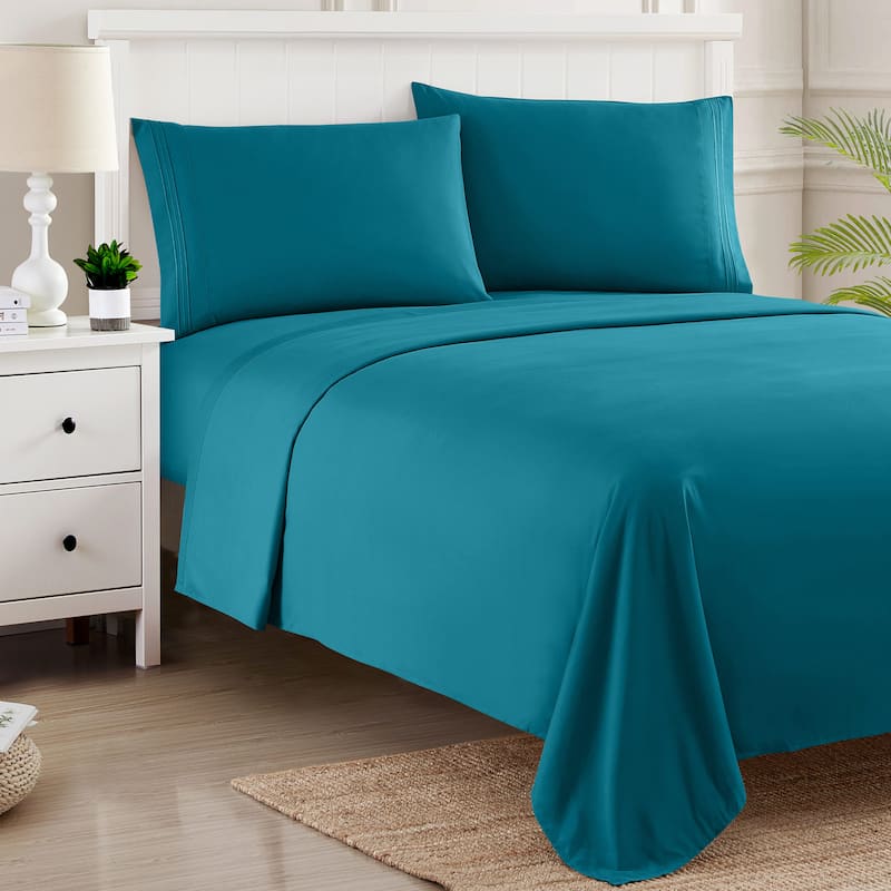 Sweet Home Collection Deep Pocket Soft Microfiber 4-Piece Solid Color Bed Sheet Set