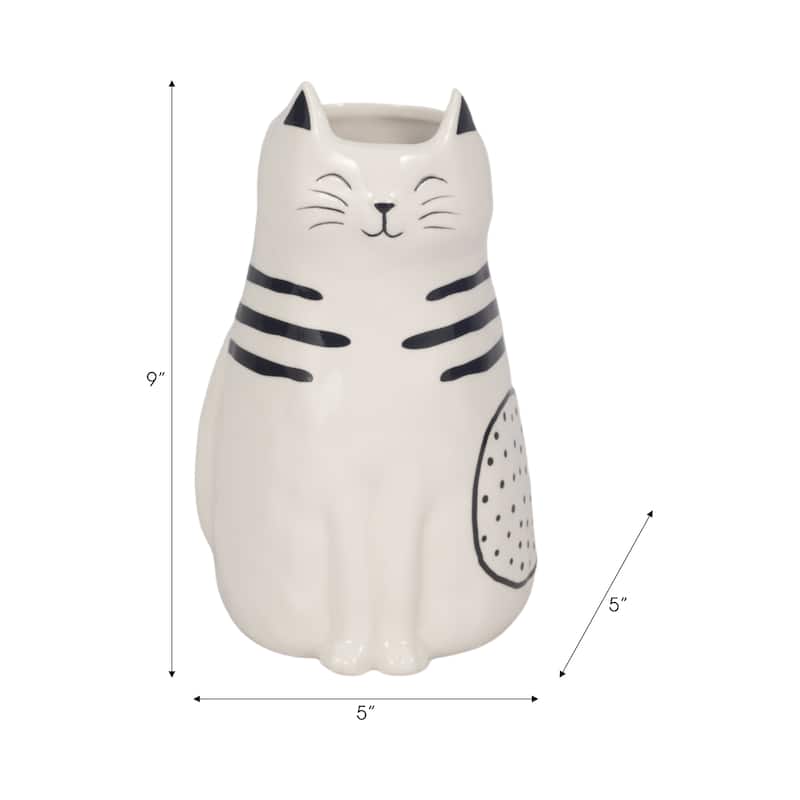 Sagebrook Home Black and White Ceramic Cat Figurine