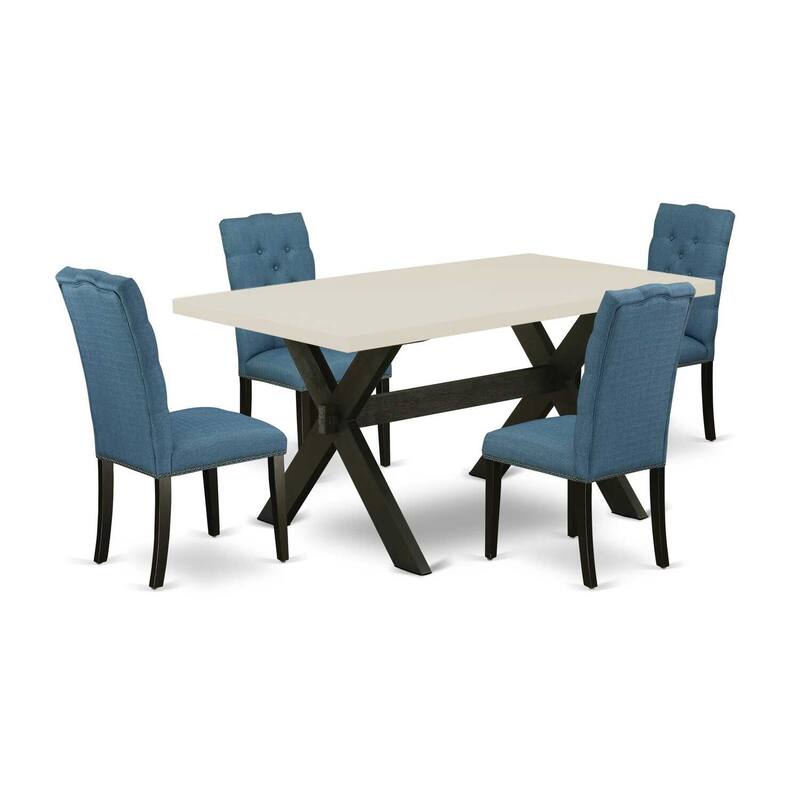 5-Piece Natural Oak Finish Solid Wood Top Dining table with 4 Chairs with