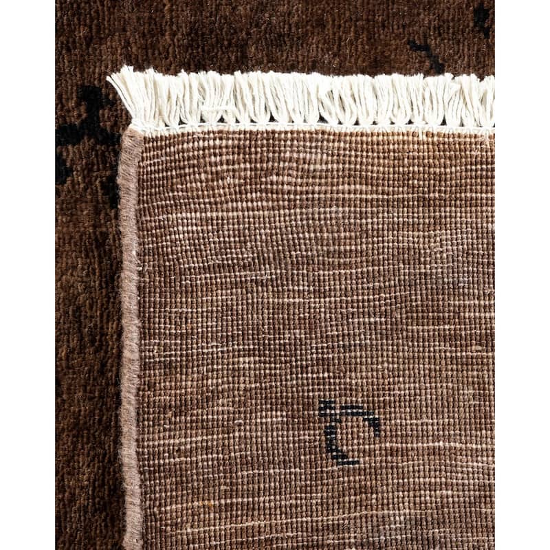 Overton Hand Knotted Wool Vintage Inspired Modern Contemporary Overdyed Brown Area Rug - 3' 1" x 4' 10"