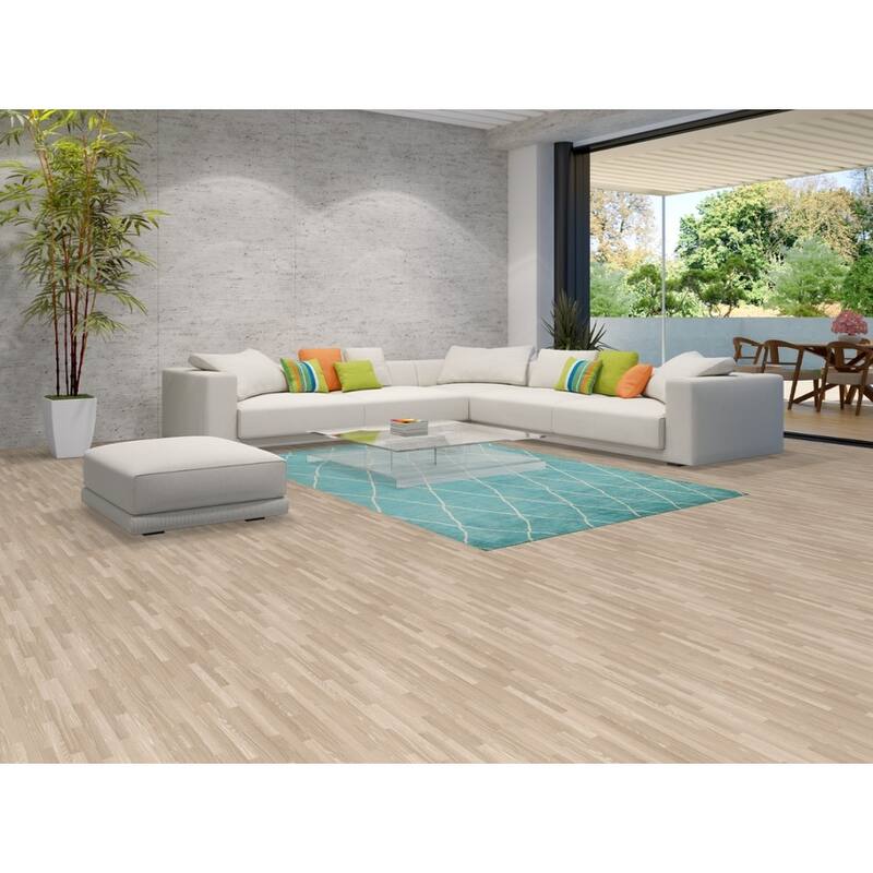 Turquoise Trellis Moroccan Vegetable Dye Area Rug Handmade Wool Carpet - 6'4" x 9'5"