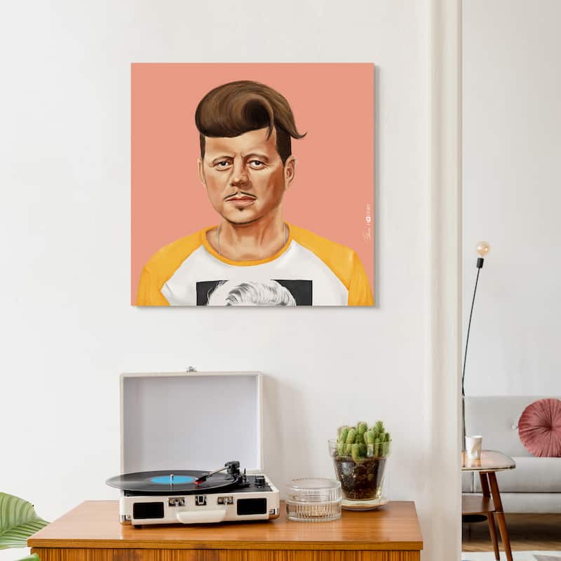 Empire Art Direct Hip John Kennedy Printed Tempered Glass Wall Art - Multi-Color