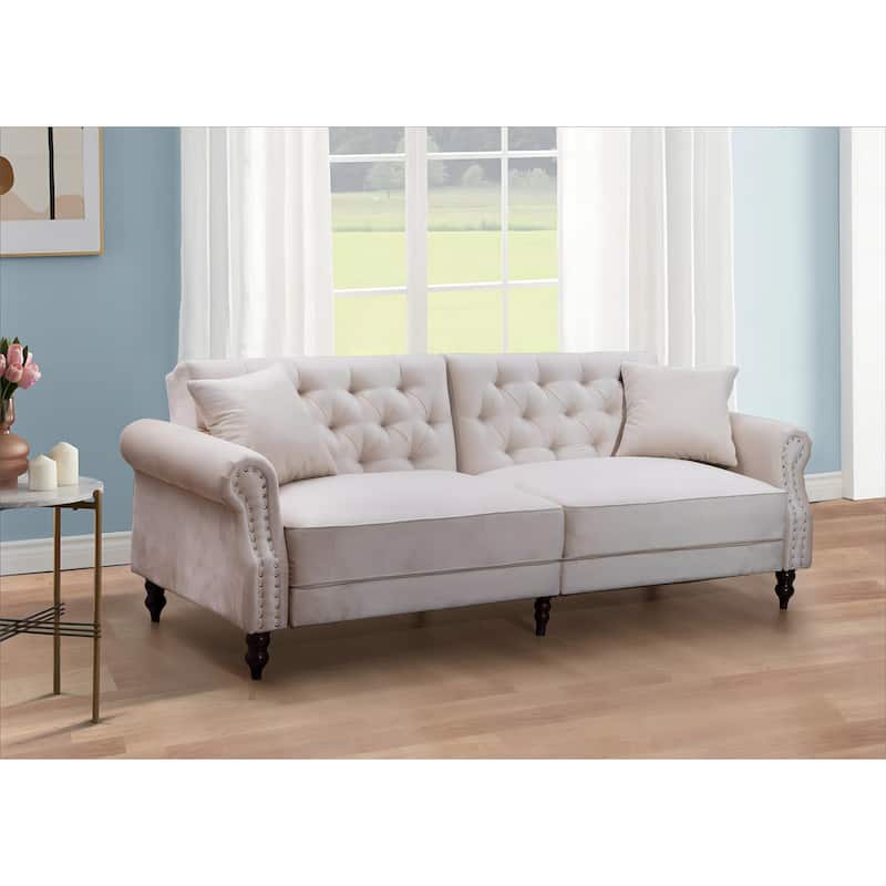 87.8'' Convertible Velvet Sofa Bed Sleeper Futon