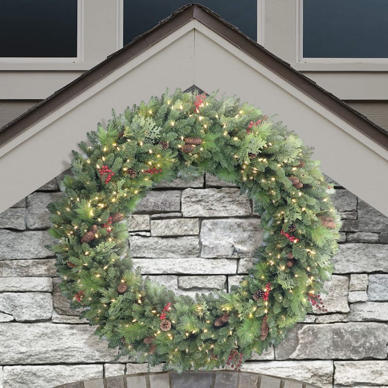 Puleo International 60 in Pre-lit Rocky Mountain Spruce Wreath