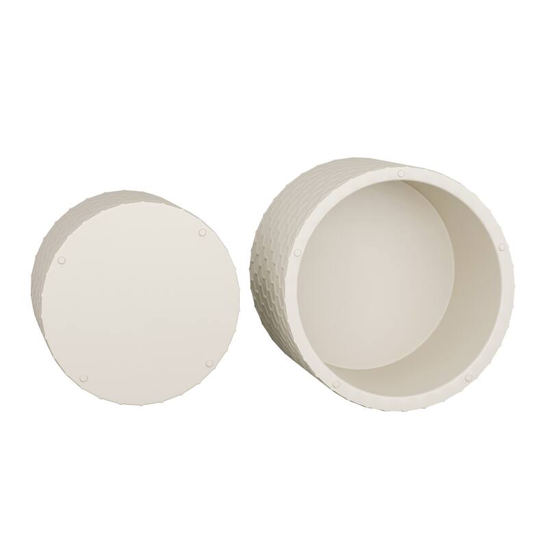 Minimalist Coffee Table Set of 2, 23.6" Round Drum Side Tables, Nesting Wooden Centerpiece Table for Living Room, Lounge