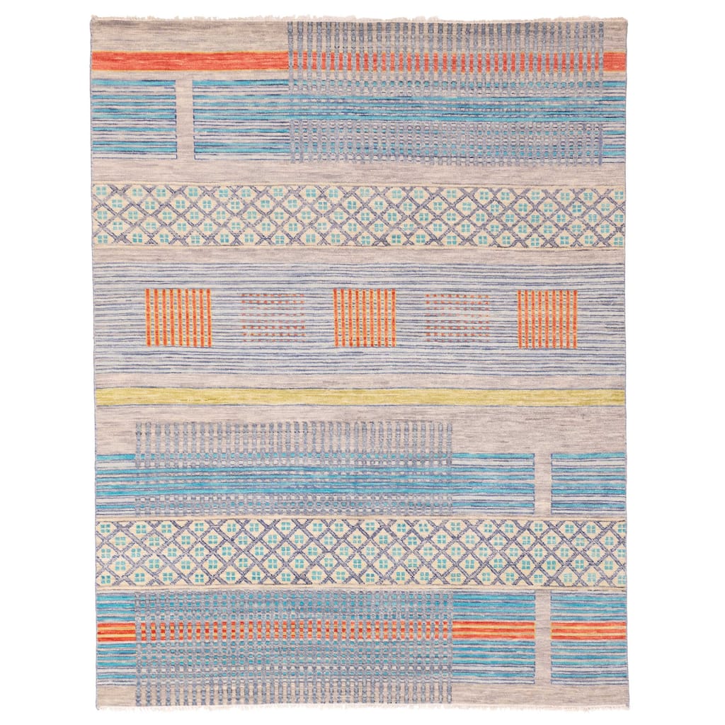 ECARPETGALLERY Hand-knotted Shalimar Grey Wool Rug - 7'9 x 9'10